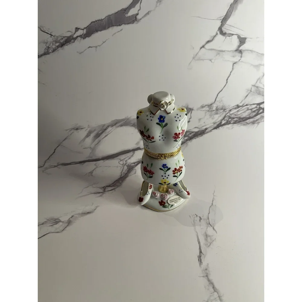 Formalities Trinket Box Trimmed In 10k Gold And Hand Painted